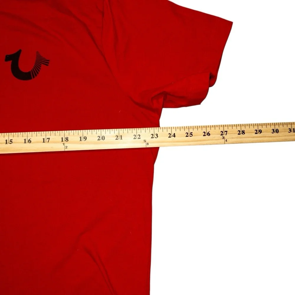 True Religion World Tour Red‎ T Shirt Mens XXL Rhinestones Streetwear Western